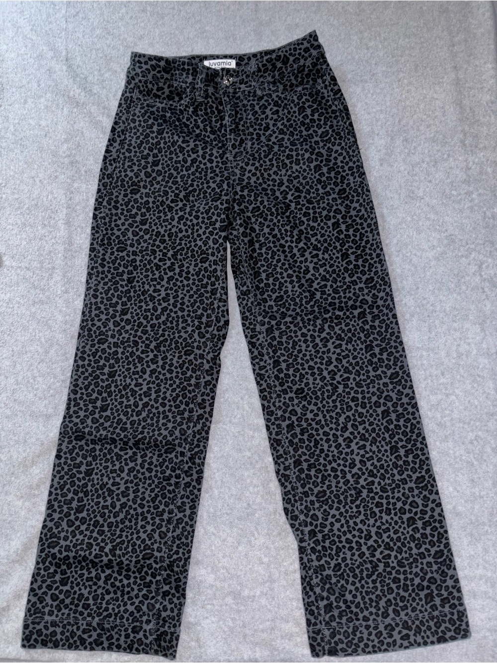 luvamia Leopard Print Wide Leg Jeans